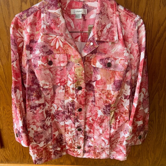 CJ Banks Pink and Red Textured Jacket - Picture 1 of 7